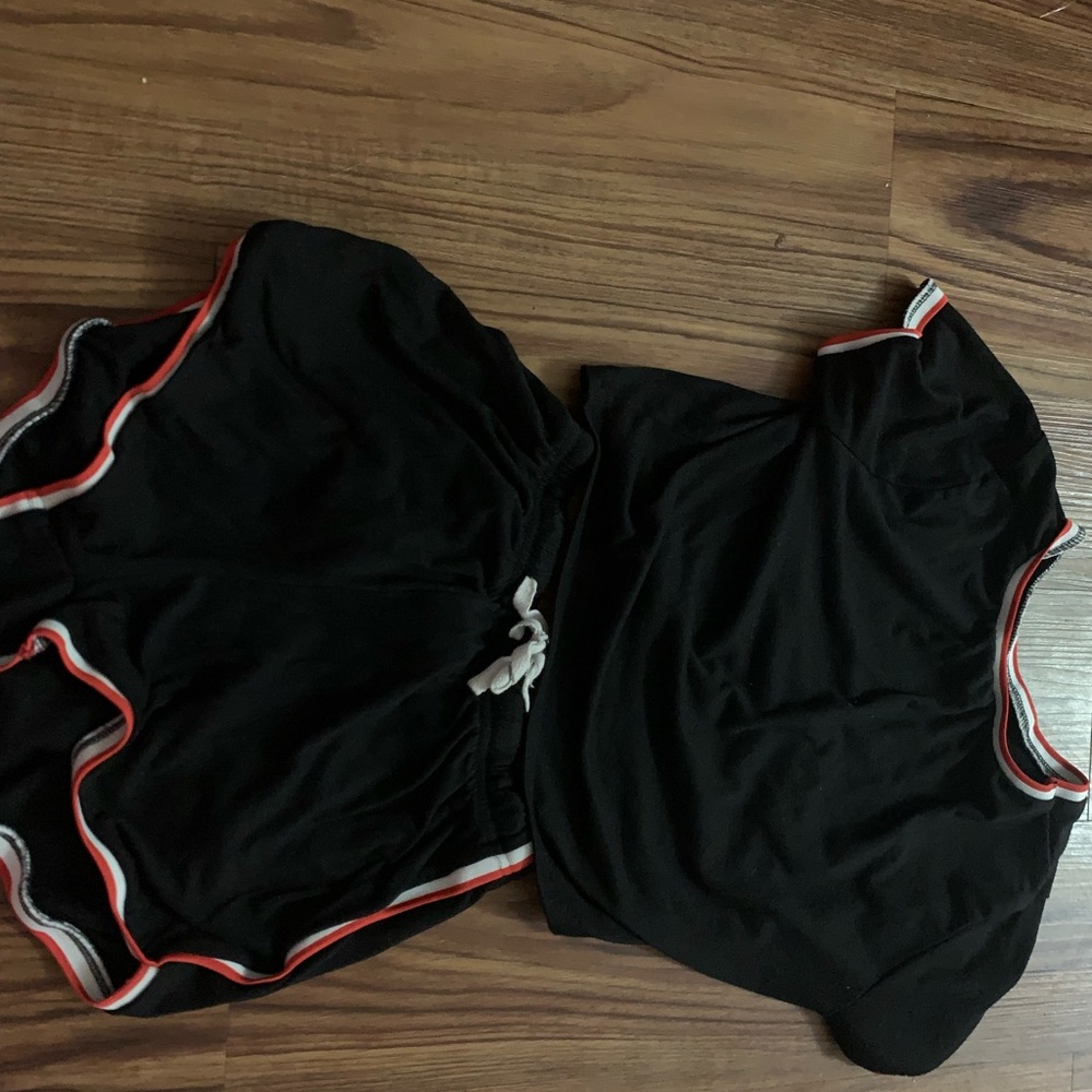 SHEIN Black Shorts with Red and White Trim